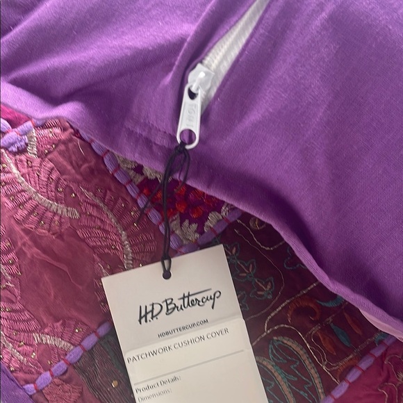 Handmade HD Buttercup Colorful Purple Patchwork Pillow Cover 16x16 - Picture 5 of 5